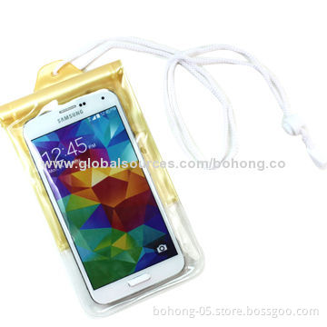 Universal Waterproof Bag, Made of PVC Material, Magic Sticker Fix Phone with Pull Rope